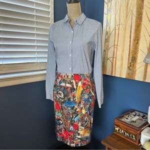 Alice + Olivia size 4 Women's 'ruela' Stripe Menagerie Print Shirt Dress